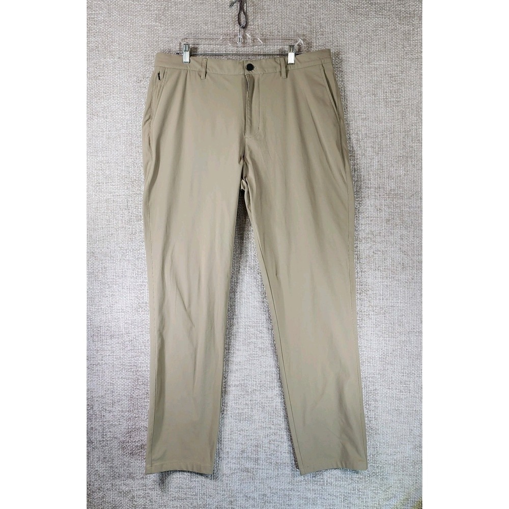 01.Algo Tech Performance Chino Pants Mens 38x34 Beige Stretch Flex Athletic Golf